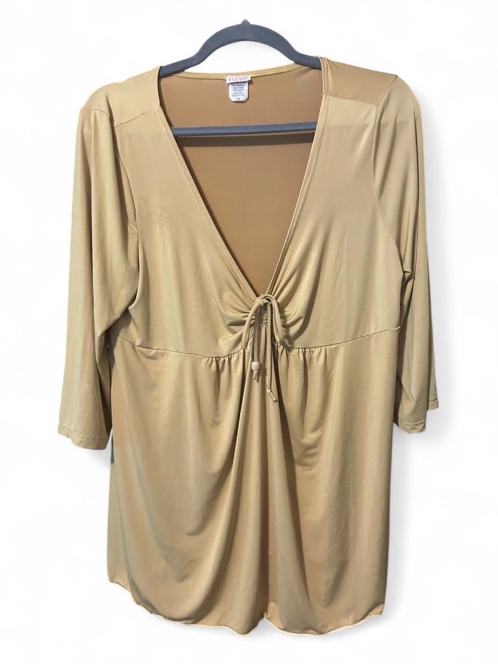 Tie-Front V-Neck Women’s Tunic in Camel
